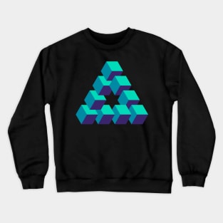 Optical illusion triangle #7 - greens & blue Crewneck Sweatshirt